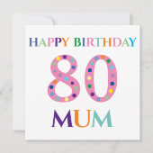 Colorful Typography Happy Birthday Mum Kaart (Voorkant)