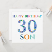 Colorful Typography Happy Birthday Son Kaart (Voorkant / Achterkant in situ)