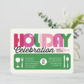 Colorful Typography Modern Holiday Party Invite Kaart (Staand voorkant)
