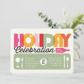 Colorful Typography Modern Holiday Party Invite Kaart (Staand voorkant)