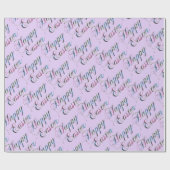 Colorful Typography Soft Paars Happy Pasen Cadeaupapier (Vlak)