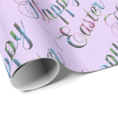 Colorful Typography Soft Paars Happy Pasen Cadeaupapier (Rol Hoek)