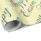 Colorful Typography Soft Yellow Happy Pasen Cadeaupapier (Rol Hoek)