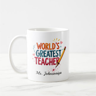 Colorful Typography Worlds Greatest Teacher Koffiemok
