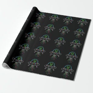 Colorful UFO Cute Alien Abduction Cadeaupapier