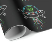 Colorful UFO Cute Alien Abduction Cadeaupapier (Rol Hoek)