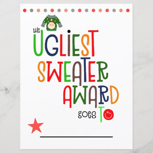 Colorful Ugliest Sweater Winner Award certificaat (Voorkant)