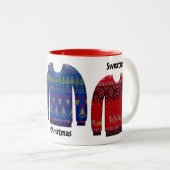 Colorful Ugly KerstSweaters Tweekleurige Koffiemok (Voorkant rechts)