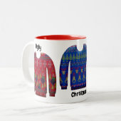 Colorful Ugly KerstSweaters Tweekleurige Koffiemok (Voorkant links)