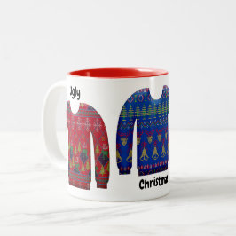 Colorful Ugly KerstSweaters Tweekleurige Koffiemok