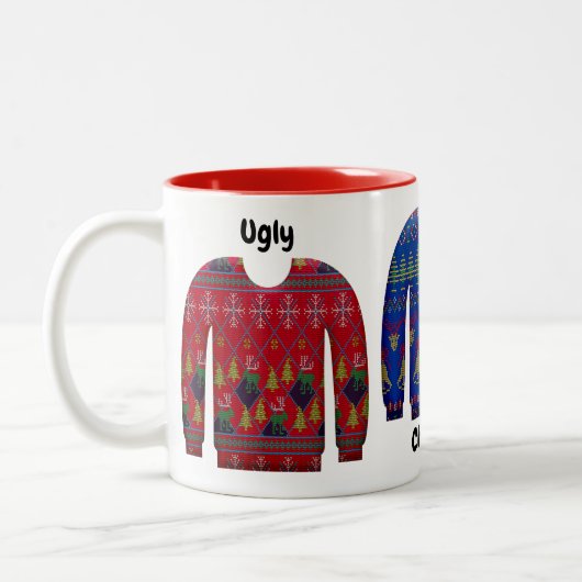 Colorful Ugly KerstSweaters Tweekleurige Koffiemok (Links)