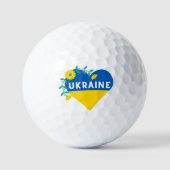 Colorful Ukraine Flag Flower Heart Golfballen (Voorkant)