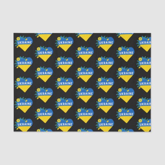 Colorful Ukraine Flag Flower Heart Tissuepapier (Voorkant)