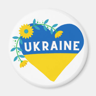 Colorful Ukraine Flower Heart Magneet