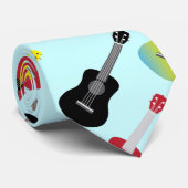 Colorful Ukulele Pattern Mint Blue Stropdas (Opgerold)