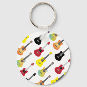 Colorful Ukulele Pattern Music Sleutelhanger
