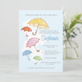 Colorful Umbrellas Baby shower Invitation Kaart (Staand voorkant)