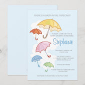 Colorful Umbrellas Baby shower Invitation Kaart (Voorkant / Achterkant)