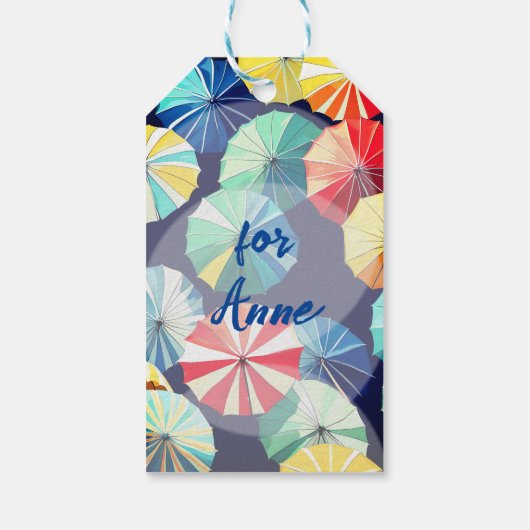 Colorful Umbrellas Cadeaulabel (Achterkant)