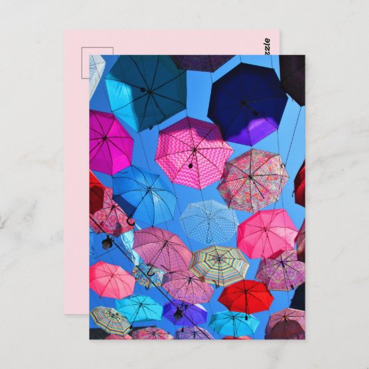 Colorful Umbrellas in Vieux Hull Québec Briefkaart (Voorkant / Achterkant)