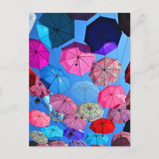 Colorful Umbrellas in Vieux Hull Québec Briefkaart (Voorkant)