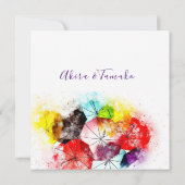 Colorful Umbrellas Weddenschap Kaart (Achterkant)