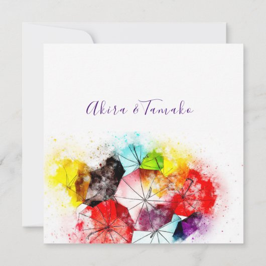 Colorful Umbrellas Weddenschap Kaart (Achterkant)