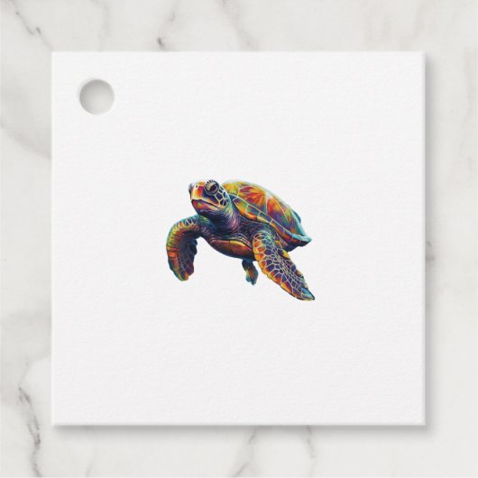 Colorful underwater sea turtle dreamlike beautiful bedankjes labels (Voorkant)