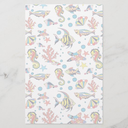 Colorful Underwater Zee Life Patroon Briefpapier (Voorkant)