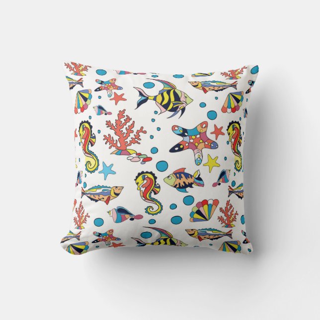 Colorful Underwater Zee Life Patroon Kussen (Voorkant)