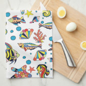 Colorful Underwater Zee Life Patroon Theedoek (Quarter Fold)