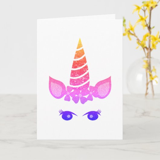 Colorful Unicorn, Birthday Kaart (Gele Bloem)