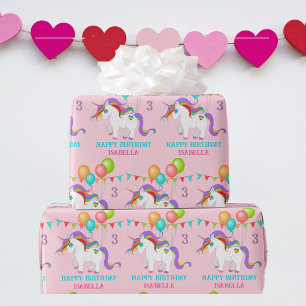 Colorful Unicorn Birthday Persoonlijke naam en lee Cadeaupapier
