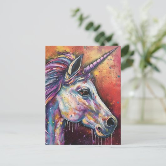 Colorful Unicorn Briefkaart (Staand voorkant)