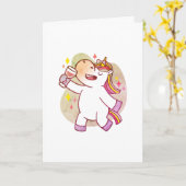 Colorful Unicorn Drink wijn, vogelkaart Kaart (Gele Bloem)