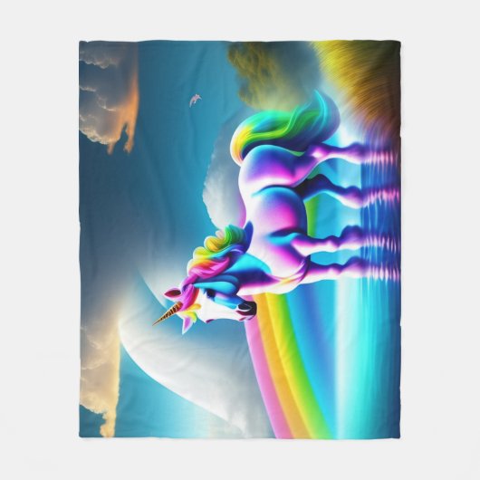 Colorful Unicorn Fleece Deken (Voorkant)