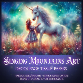 Colorful Unicorn Floral Fantasy Art Decoupage Tissuepapier