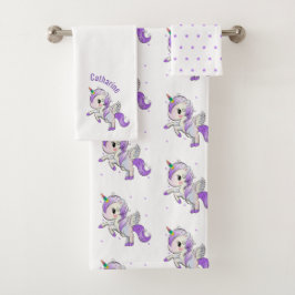 Colorful Unicorn Girly Bath Towel Set Bad Handdoek
