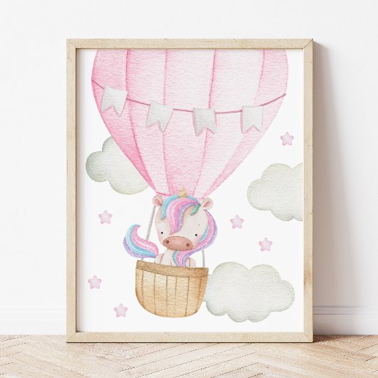 Colorful Unicorn, luchtballon, sterren, meisjesser Poster