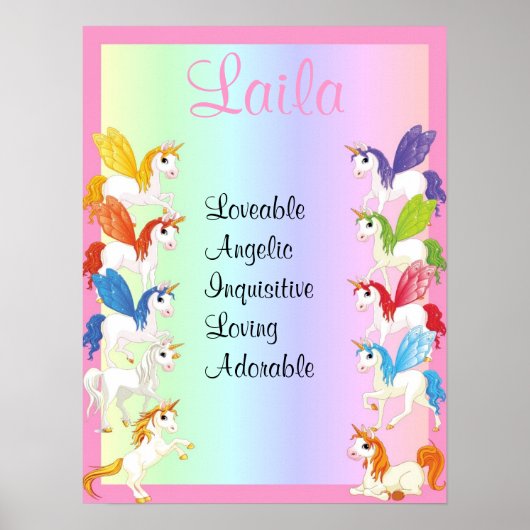 Colorful Unicorn om het even welk Poster van de Dr (Voorkant)