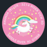 Colorful Unicorn Return Address Label<br><div class="desc">Cute unicorn round return address sticker</div>