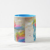 Colorful Unicorn Whimsical Rainbow Waterverf Mok (Midden)