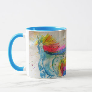 Colorful Unicorn Whimsical Rainbow Waterverf Mok