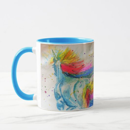 Colorful Unicorn Whimsical Rainbow Waterverf Mok (Links)
