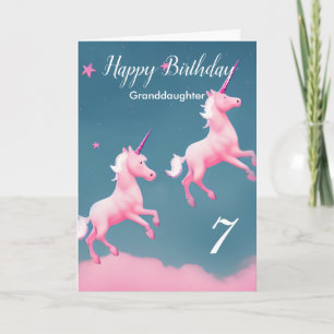 Colorful Unicorns Happy Birthday kleindochter Kaart