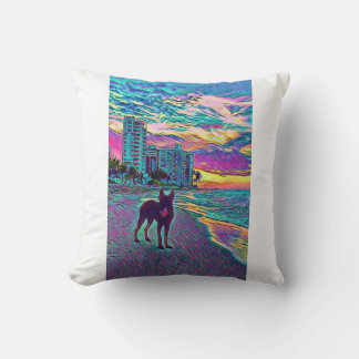 Colorful Unieke Dog op Beach Art Pillow Kussen