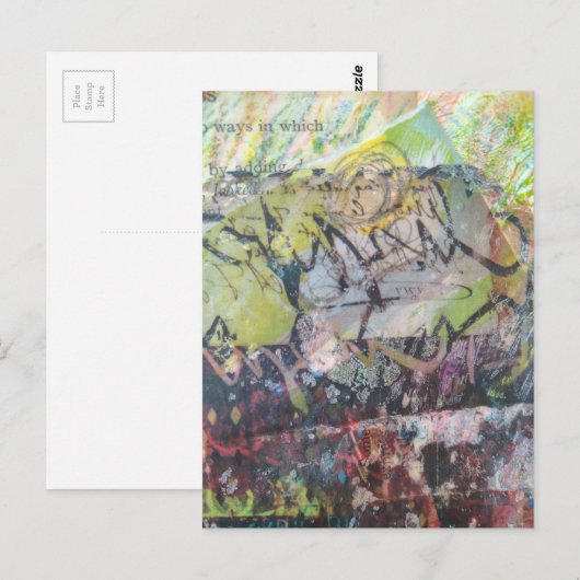 Colorful unique abstract mixed media collage briefkaart (Voorkant / Achterkant)
