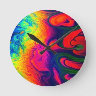 Colorful Unique Rainbow Swirl PERSONALIS IT Ronde Klok