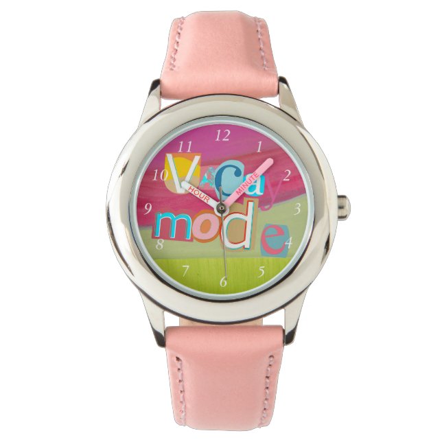 Colorful Unique Retro Vacay Mode Horloge (Voorkant)
