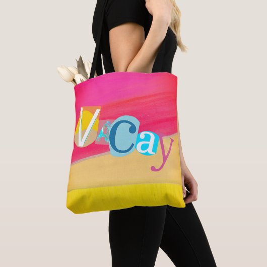 Colorful Unique Retro Vacay Mode Tote Bag (Dichtbij)